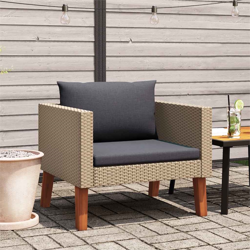 Bowery Hill Contemporary Synthetic Poly Rattan Garden Sofa in Beige & Anthracite