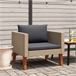 Bowery Hill Contemporary Synthetic Poly Rattan Garden Sofa in Beige & Anthracite