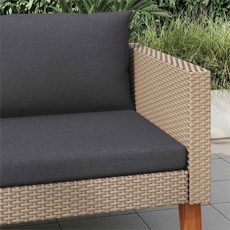 Bowery Hill Contemporary Synthetic Poly Rattan Garden Sofa in Beige & Anthracite