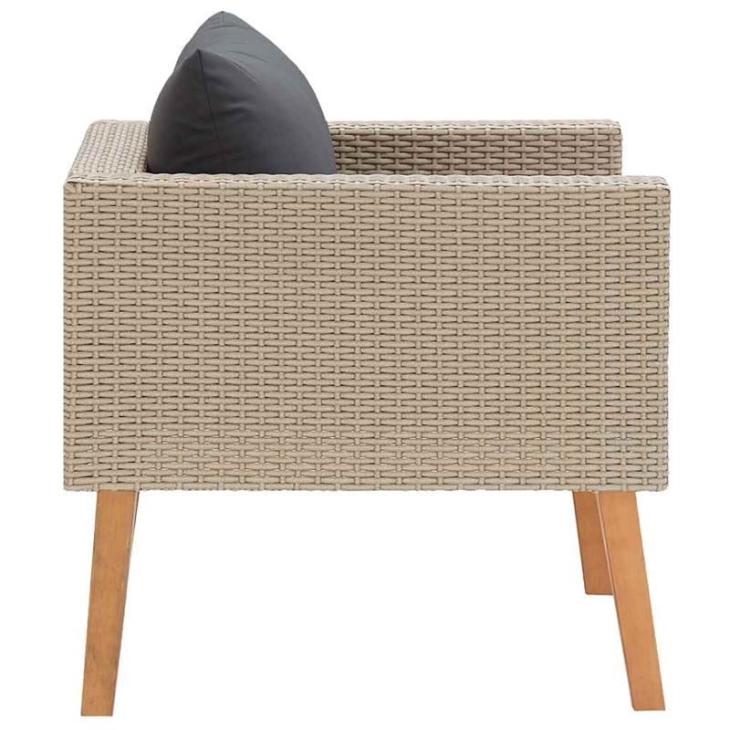 Bowery Hill Contemporary Synthetic Poly Rattan Garden Sofa in Beige & Anthracite