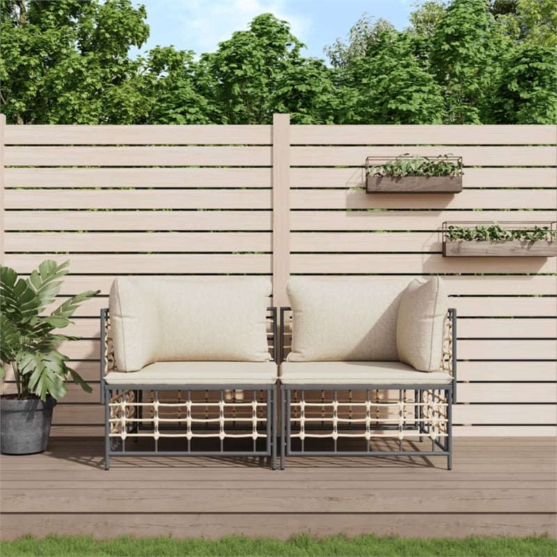 Bowery Hill Poly Rattan Compact Modular Corner Sofa Corner Sofa in Anthracite