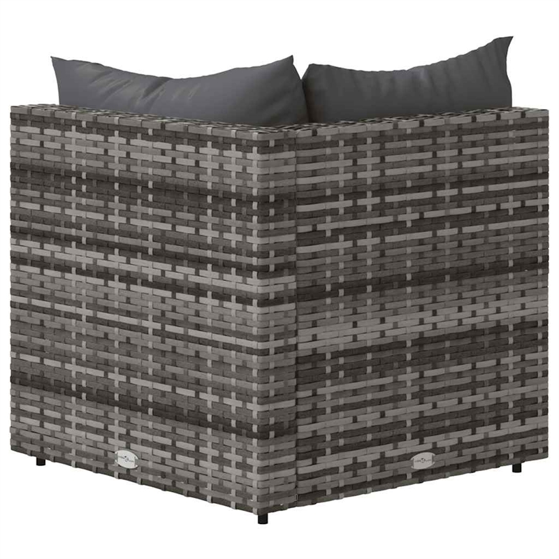 Bowery Hill PE Rattan Medium Adjustable Feet Patio Corner Sofa in Gray