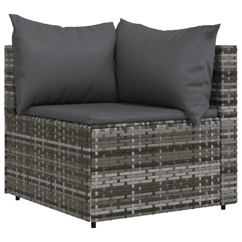 Bowery Hill Contemporary Synthetic Poly Rattan Patio Corner Sofa in Gray