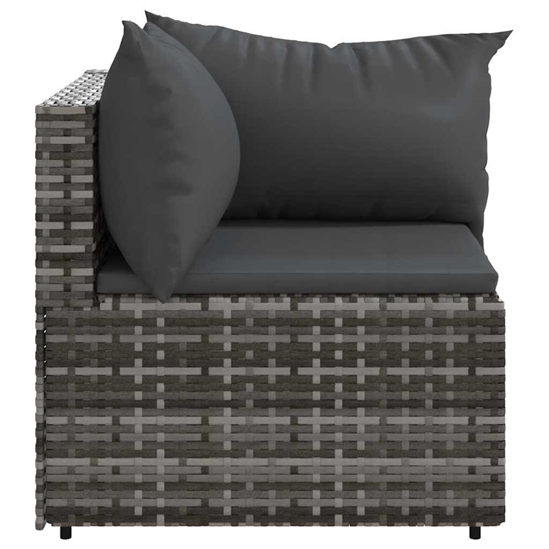 Bowery Hill Contemporary Synthetic Poly Rattan Patio Corner Sofa in Gray