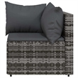 Bowery Hill Contemporary Synthetic Poly Rattan Patio Corner Sofa in Gray