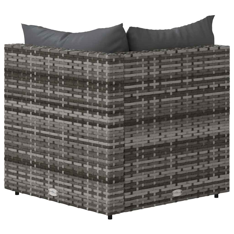 Bowery Hill Contemporary Synthetic Poly Rattan Patio Corner Sofa in Gray