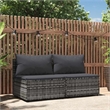 Bowery Hill Contemporary Synthetic Poly Rattan Patio Middle Sofa in Gray