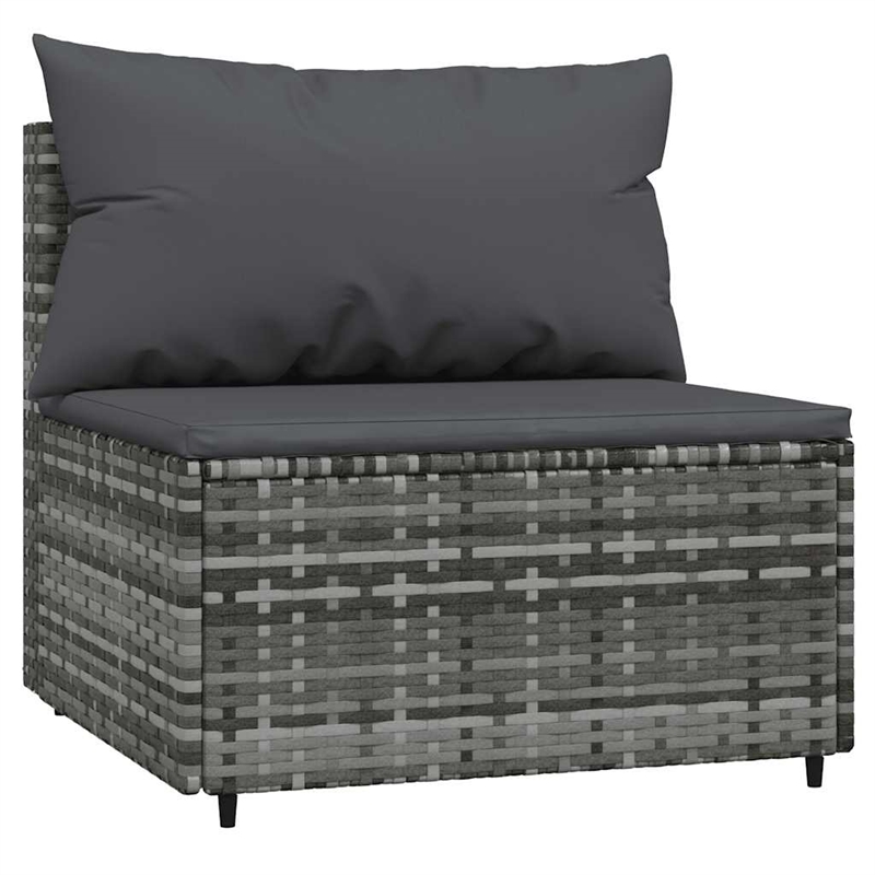 Bowery Hill Contemporary Synthetic Poly Rattan Patio Middle Sofa in Gray