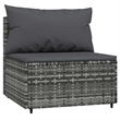 Bowery Hill Contemporary Synthetic Poly Rattan Patio Middle Sofa in Gray