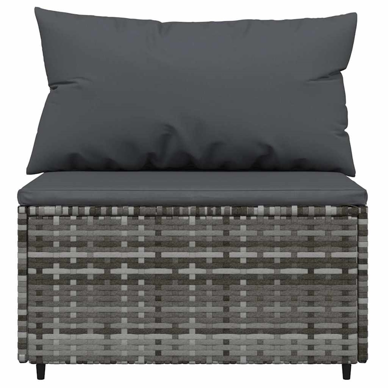 Bowery Hill Contemporary Synthetic Poly Rattan Patio Middle Sofa in Gray