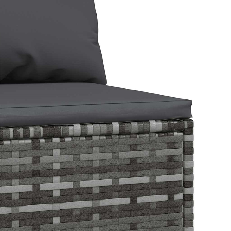 Bowery Hill Contemporary Synthetic Poly Rattan Patio Middle Sofa in Gray