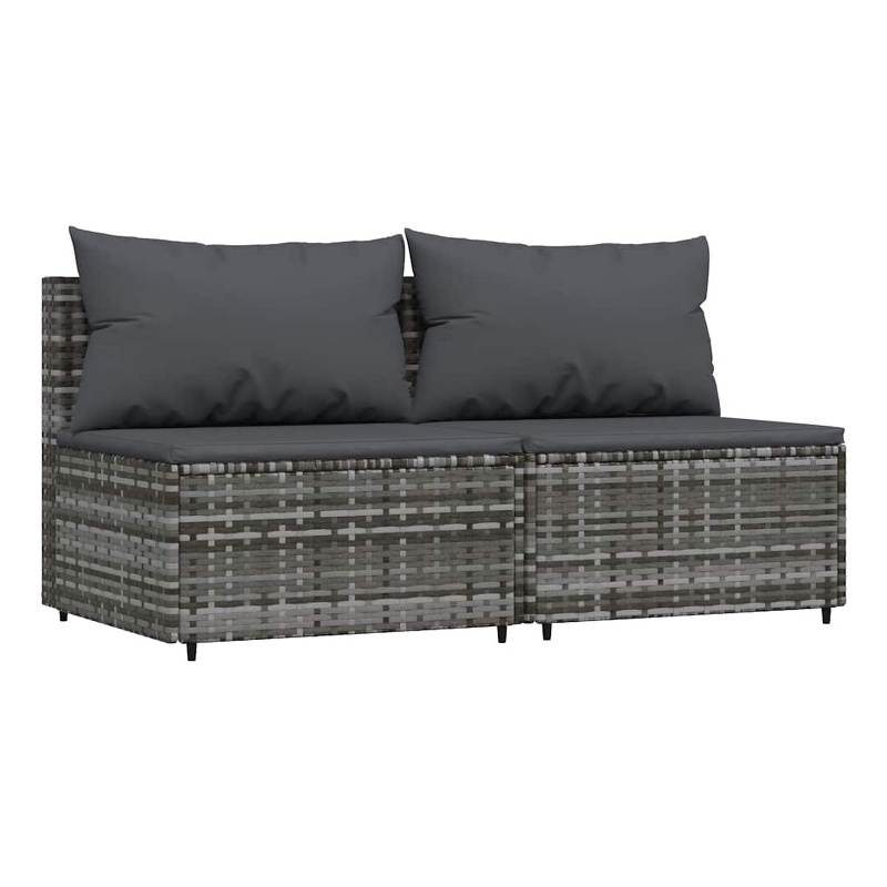 Bowery Hill Contemporary Synthetic Poly Rattan Patio Middle Sofa in Gray