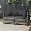 Bowery Hill Contemporary Synthetic Poly Rattan Patio Corner Sofa in Gray