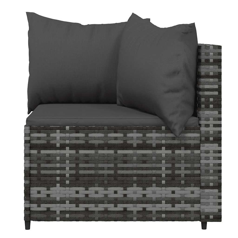 Bowery Hill Contemporary Synthetic Poly Rattan Patio Corner Sofa in Gray
