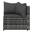 Bowery Hill Contemporary Synthetic Poly Rattan Patio Corner Sofa in Gray