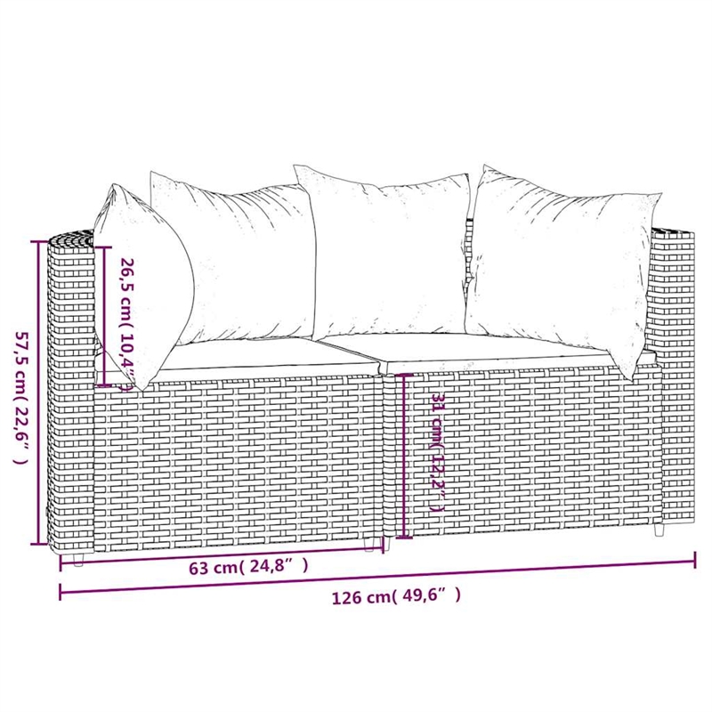 Bowery Hill Contemporary Synthetic Poly Rattan Patio Corner Sofa in Gray