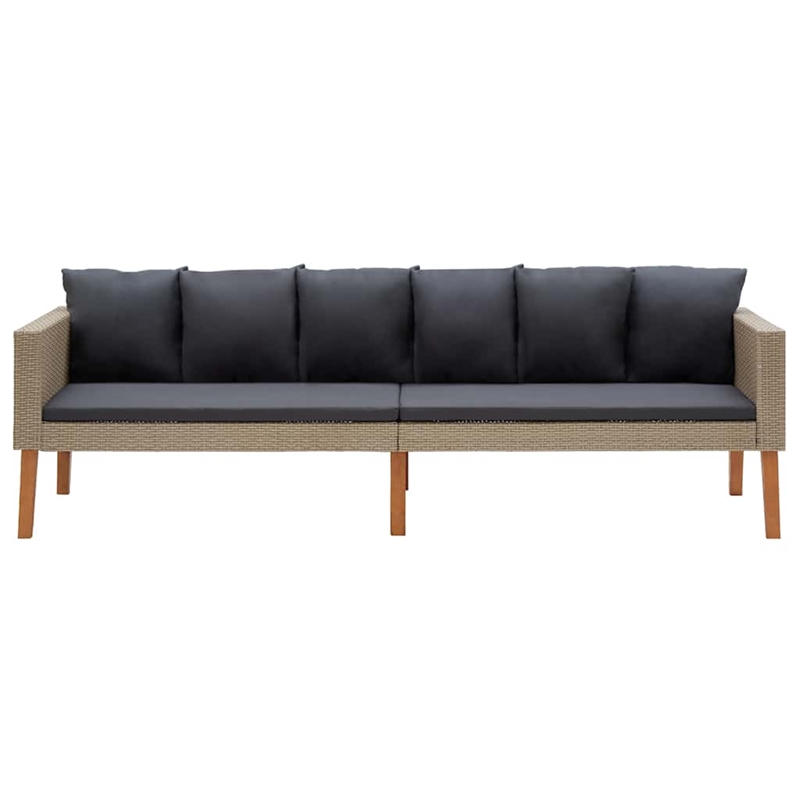 Bowery Hill Contemporary Synthetic Poly Rattan Garden Sofa in Beige