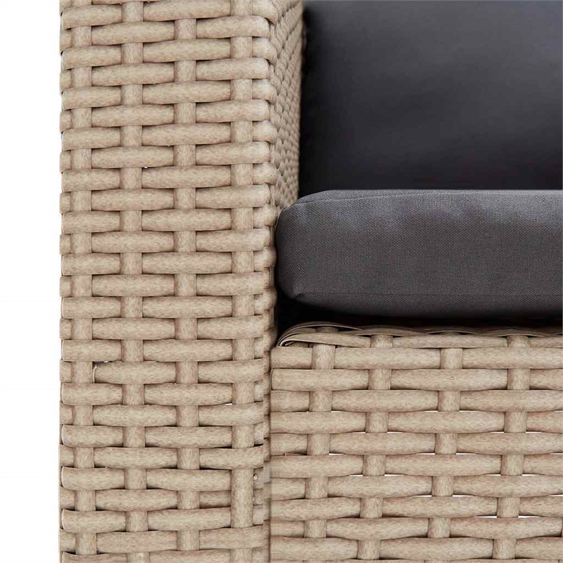 Bowery Hill Contemporary Synthetic Poly Rattan Garden Sofa in Beige