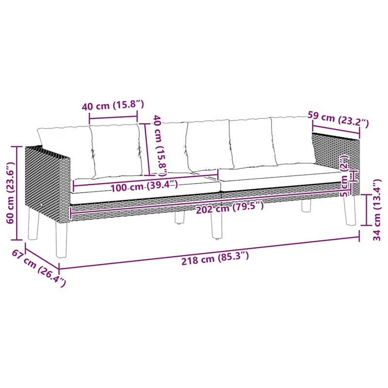 Bowery Hill Contemporary Synthetic Poly Rattan Garden Sofa in Beige