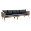Bowery Hill Contemporary Synthetic Poly Rattan Garden Sofa in Beige