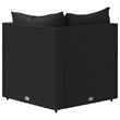 Bowery Hill PE Rattan Powder-Coated Steel & Polyester Patio Corner Sofa in Black