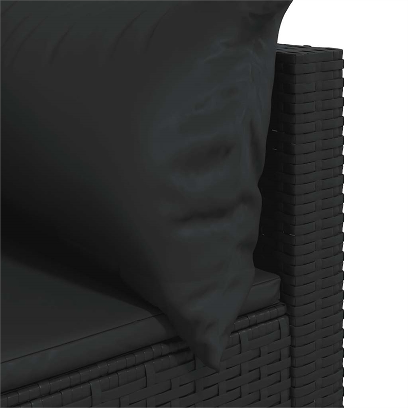 Bowery Hill PE Rattan Powder-Coated Steel & Polyester Patio Corner Sofa in Black