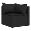 Bowery Hill PE Rattan Powder-Coated Steel & Polyester Patio Corner Sofa in Black