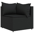 Bowery Hill PE Rattan Standard Adjustable Feet Patio Corner Sofa Black