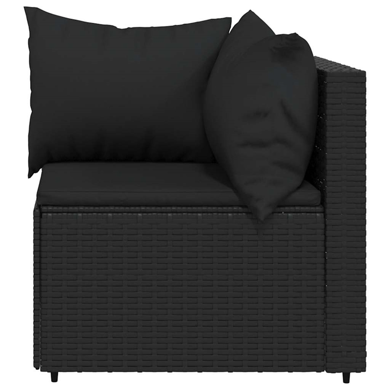 Bowery Hill PE Rattan Standard Adjustable Feet Patio Corner Sofa Black