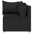 Bowery Hill PE Rattan Standard Adjustable Feet Patio Corner Sofa Black