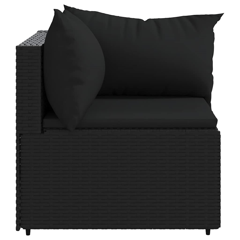 Bowery Hill PE Rattan Standard Adjustable Feet Patio Corner Sofa Black