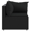 Bowery Hill PE Rattan Standard Adjustable Feet Patio Corner Sofa Black