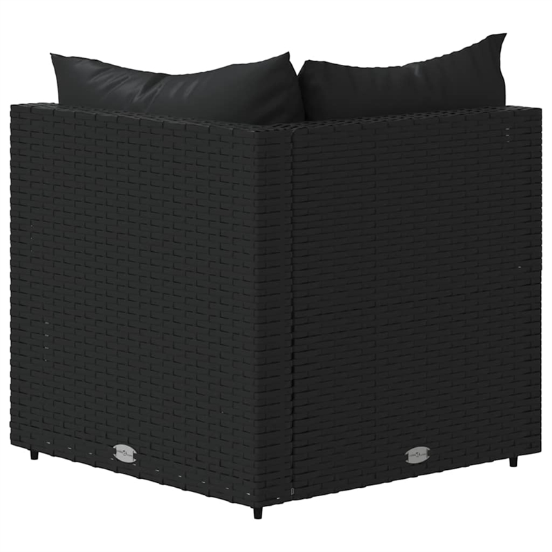 Bowery Hill PE Rattan Standard Adjustable Feet Patio Corner Sofa Black