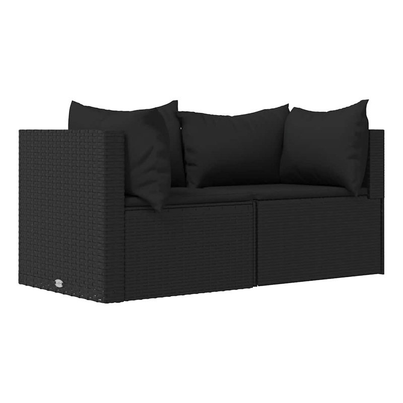 Bowery Hill PE Rattan Standard Adjustable Feet Patio Corner Sofa Black