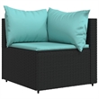 Bowery Hill Contemporary Synthetic Poly Rattan Patio Corner Sofa in Black