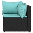 Bowery Hill Contemporary Synthetic Poly Rattan Patio Corner Sofa in Black