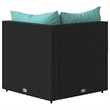 Bowery Hill Contemporary Synthetic Poly Rattan Patio Corner Sofa in Black