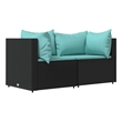 Bowery Hill Contemporary Synthetic Poly Rattan Patio Corner Sofa in Black