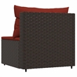 Bowery Hill PE Rattan Medium Adjustable Feet Patio Middle Sofa in Brown