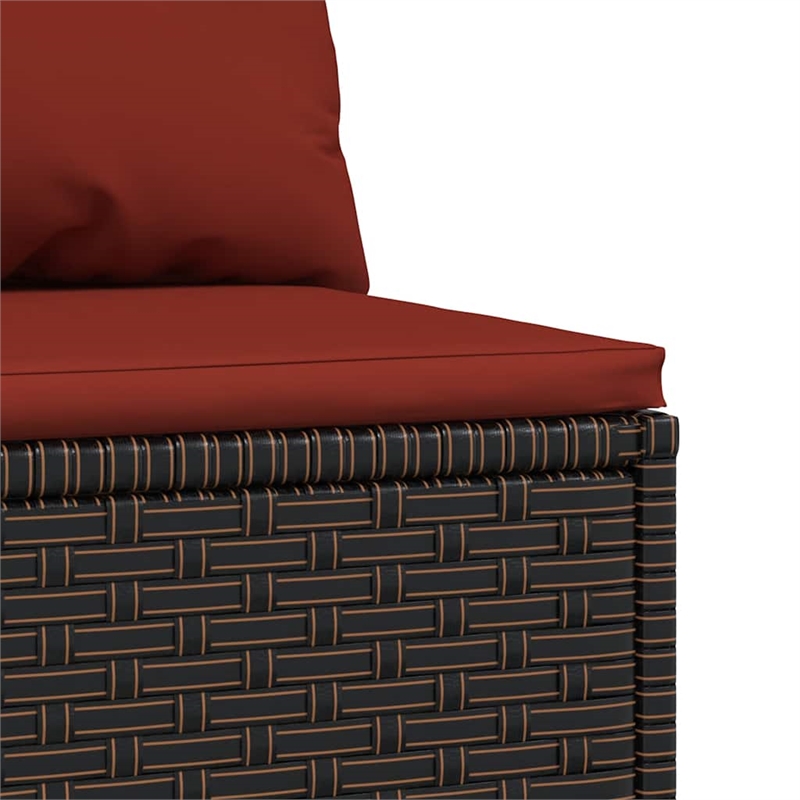 Bowery Hill PE Rattan Medium Adjustable Feet Patio Middle Sofa in Brown