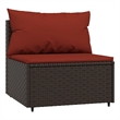 Bowery Hill PE Rattan Medium Adjustable Feet Patio Middle Sofa in Brown