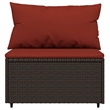 Bowery Hill PE Rattan & Coated Steel & Fabric Standard Patio Middle Sofa - Brown