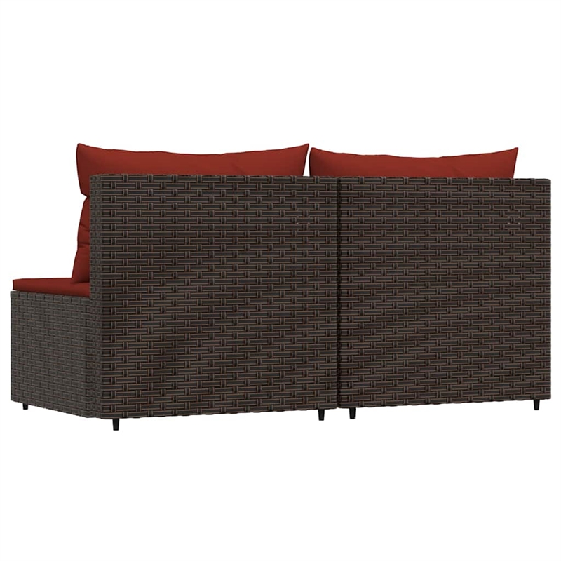 Bowery Hill PE Rattan & Coated Steel & Fabric Standard Patio Middle Sofa - Brown