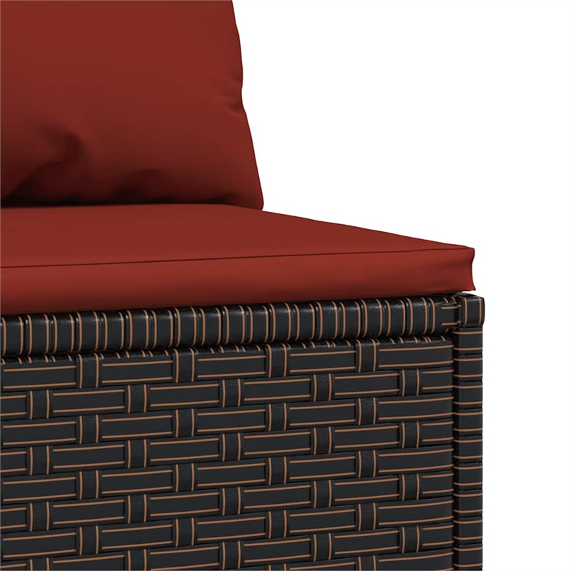 Bowery Hill PE Rattan & Coated Steel & Fabric Standard Patio Middle Sofa - Brown