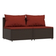 Bowery Hill PE Rattan & Coated Steel & Fabric Standard Patio Middle Sofa - Brown
