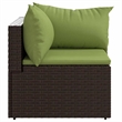 Bowery Hill PE Rattan Medium Adjustable Feet Patio Corner Sofa in Brown