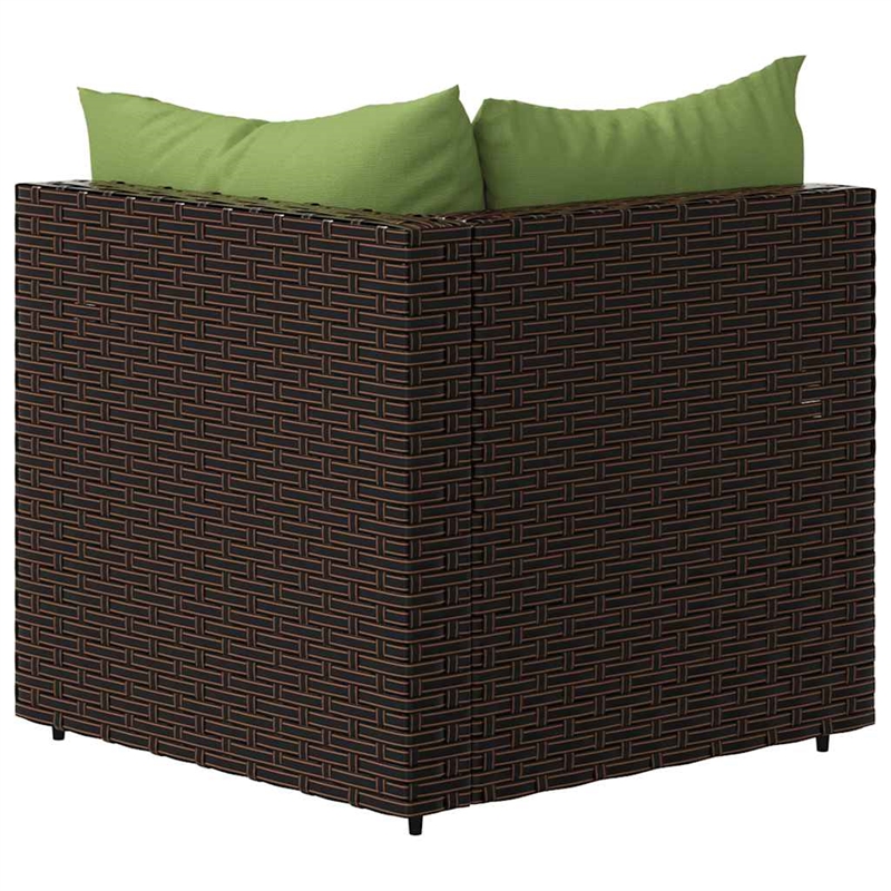 Bowery Hill PE Rattan Medium Adjustable Feet Patio Corner Sofa in Brown