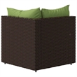 Bowery Hill PE Rattan Medium Adjustable Feet Patio Corner Sofa in Brown