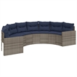 Bowery Hill Contemporary Synthetic Poly Rattan Patio Sofa in Gray & Navy Blue