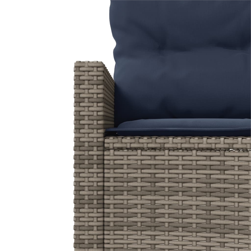 Bowery Hill Contemporary Synthetic Poly Rattan Patio Sofa in Gray & Navy Blue